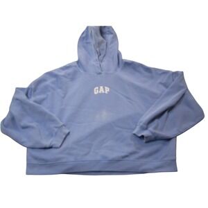 Gap Hoodie Womens XL Blue GAP Logo Pullover Fleece Sweatshirt Spell Out